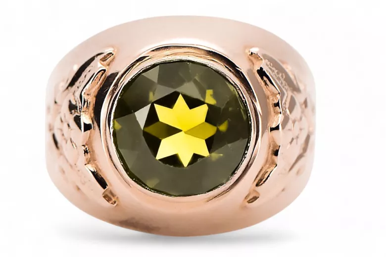 Ring Vintage šperky Žltá Perrydot Originálny Vintage 14K Produkt s ružovým zlatom VRC078R